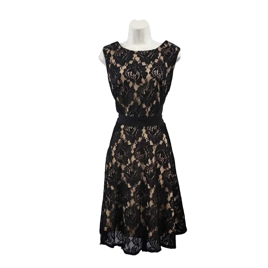 danny and nicole lace dress Danny and Nicole Dress Women's 16 Navy White Floral Lace Fit Flare